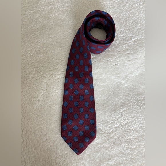Valentino Other - Valentino Burgundy and Blue Silk Tie vintage